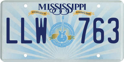 MS license plate LLW763