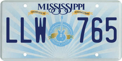 MS license plate LLW765
