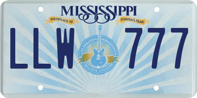 MS license plate LLW777