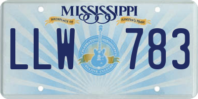 MS license plate LLW783