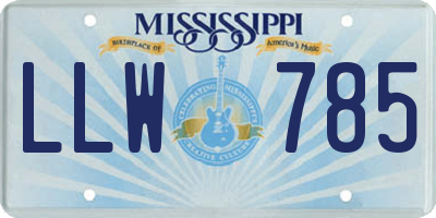 MS license plate LLW785