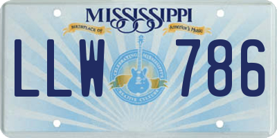 MS license plate LLW786