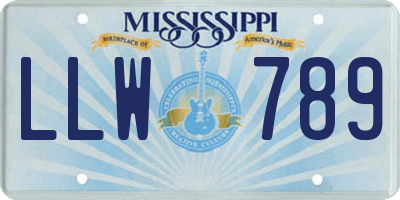 MS license plate LLW789