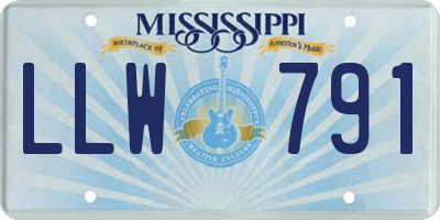 MS license plate LLW791