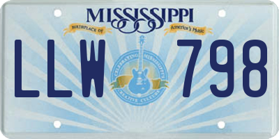 MS license plate LLW798