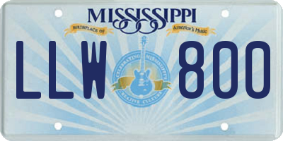 MS license plate LLW800