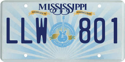MS license plate LLW801