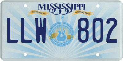 MS license plate LLW802