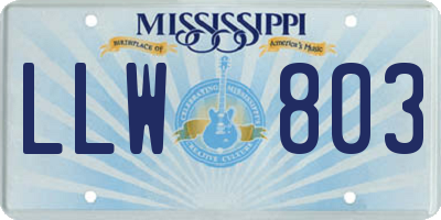 MS license plate LLW803