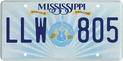 MS license plate LLW805