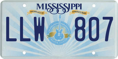 MS license plate LLW807