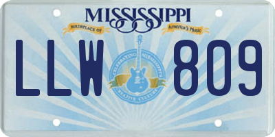 MS license plate LLW809