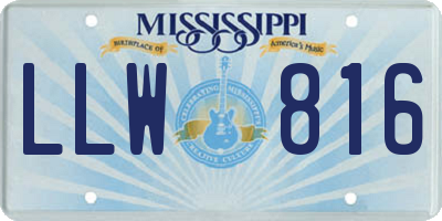MS license plate LLW816