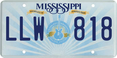 MS license plate LLW818