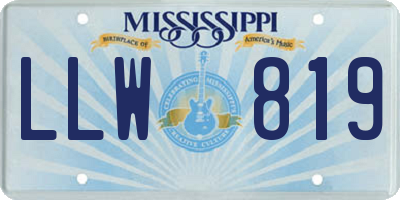 MS license plate LLW819