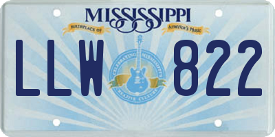 MS license plate LLW822