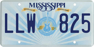 MS license plate LLW825