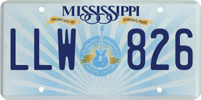 MS license plate LLW826