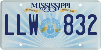 MS license plate LLW832