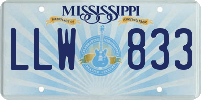 MS license plate LLW833