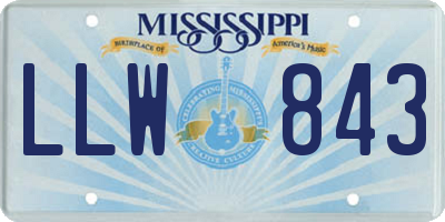 MS license plate LLW843