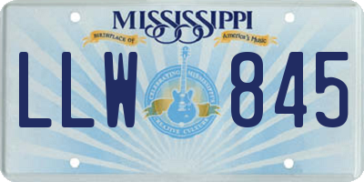 MS license plate LLW845