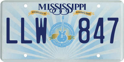 MS license plate LLW847