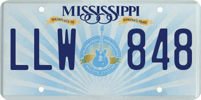 MS license plate LLW848