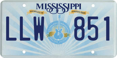 MS license plate LLW851