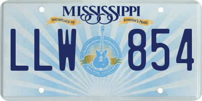 MS license plate LLW854
