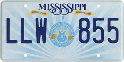 MS license plate LLW855
