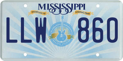 MS license plate LLW860