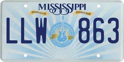 MS license plate LLW863