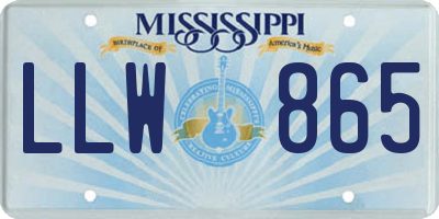 MS license plate LLW865