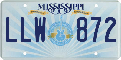 MS license plate LLW872