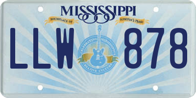 MS license plate LLW878