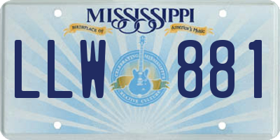 MS license plate LLW881