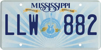 MS license plate LLW882