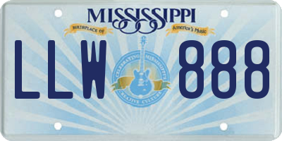 MS license plate LLW888