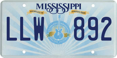MS license plate LLW892