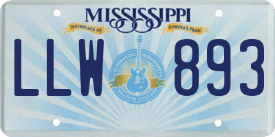 MS license plate LLW893