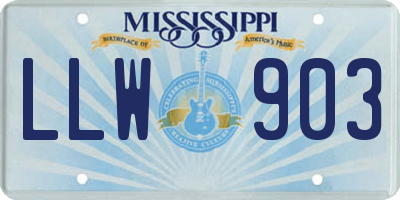 MS license plate LLW903