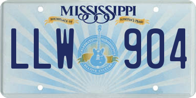 MS license plate LLW904