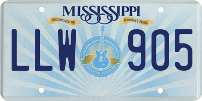 MS license plate LLW905