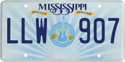 MS license plate LLW907