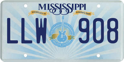 MS license plate LLW908