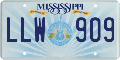 MS license plate LLW909