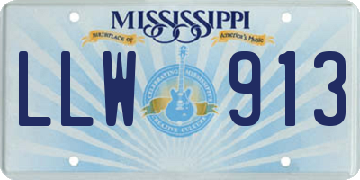 MS license plate LLW913