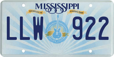 MS license plate LLW922