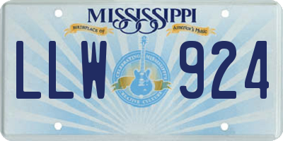 MS license plate LLW924